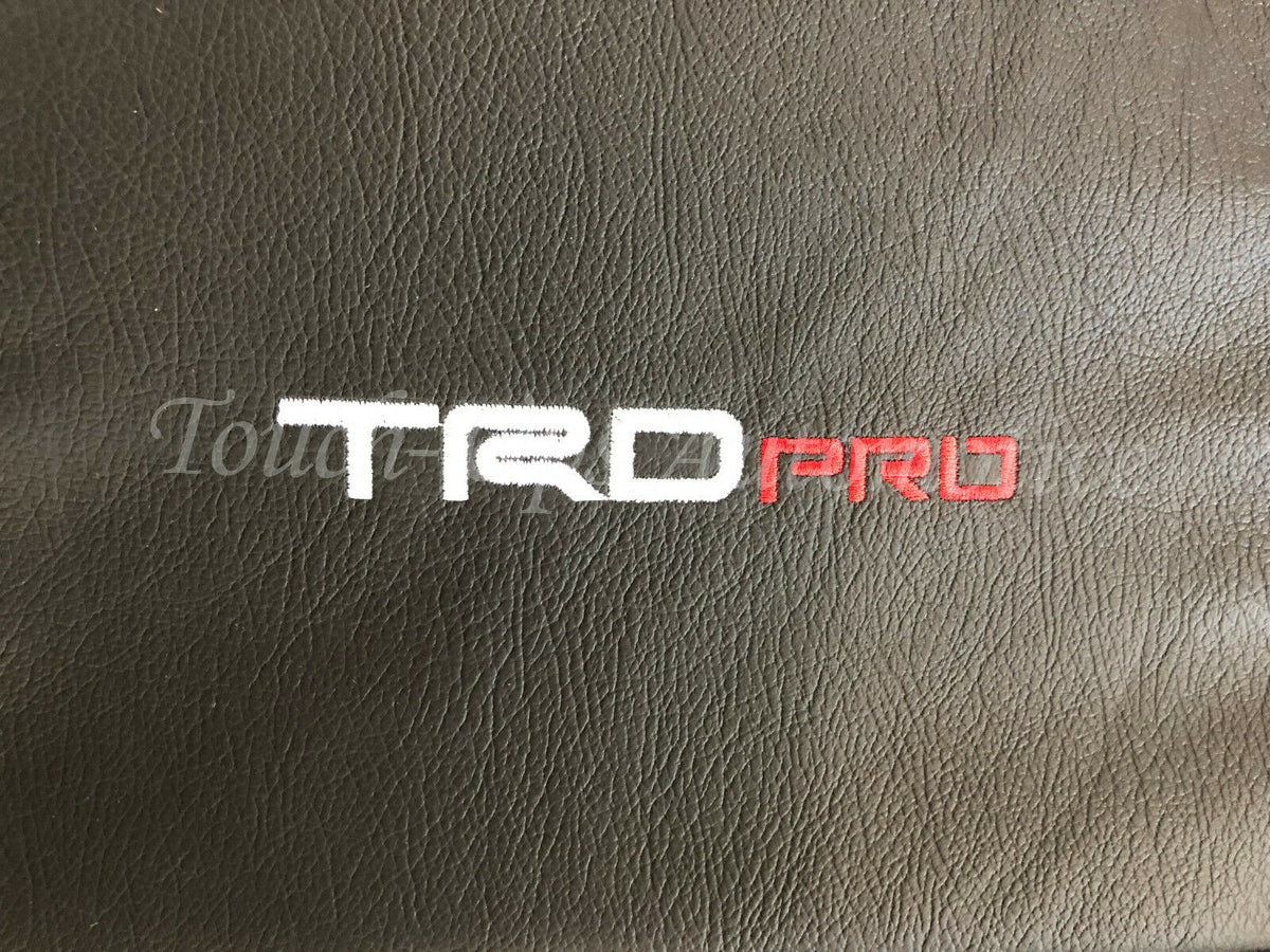2014 2021 Toyota Tundra CrewMax Black Red Leather Seat Covers kit Logo Touch Ups