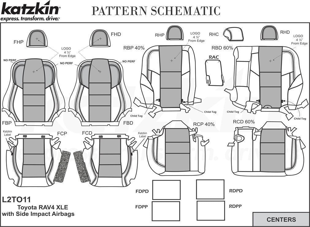 2013-2018 Toyota Rav4 XLE KATZKIN Leather Seat Covers Kit Two Tone Black Gray