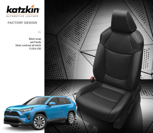 2019-20 Toyota Rav4 LE XLE KATZKIN Leather Seat Covers Replacement Black Silver