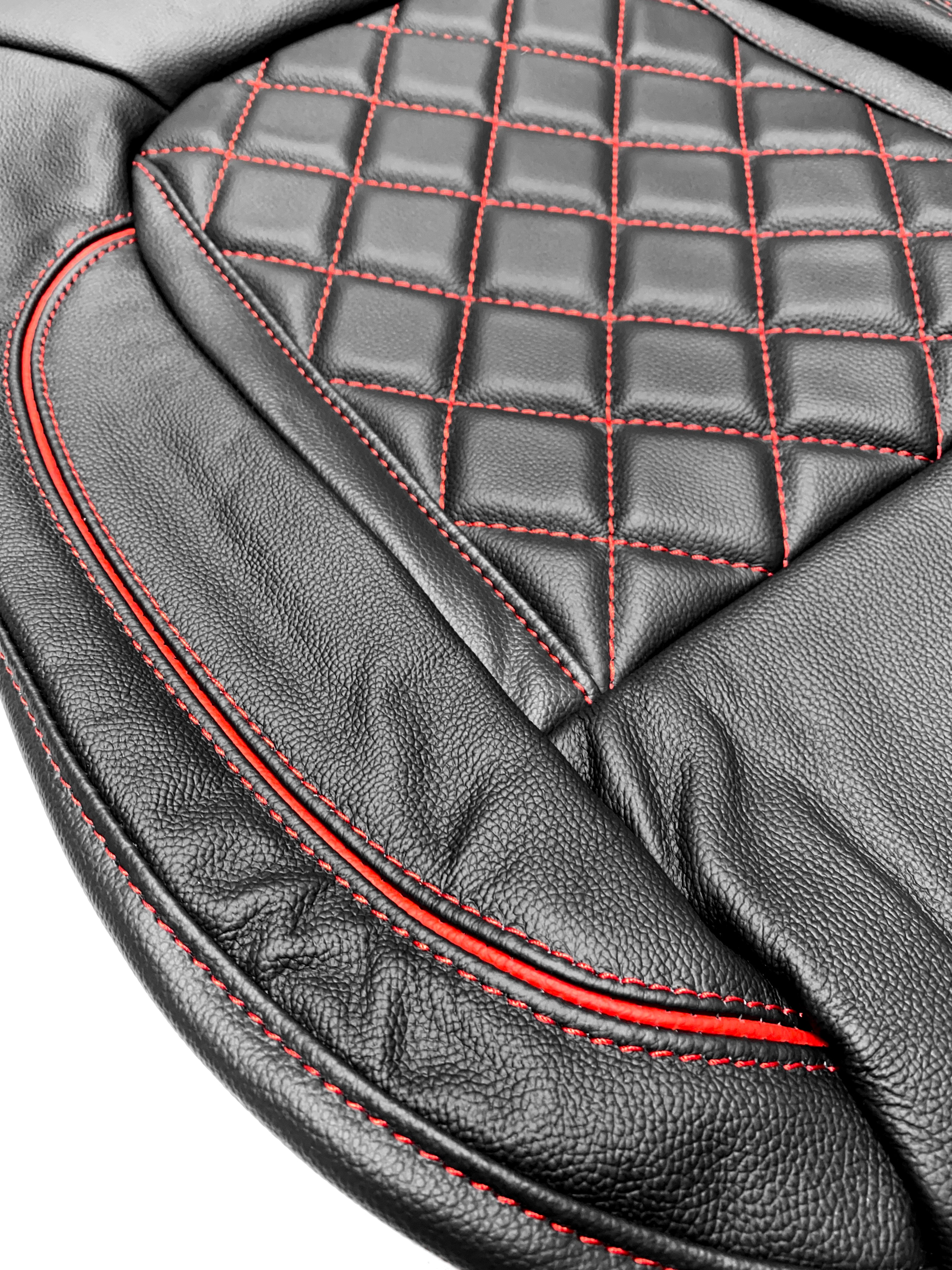 2019-2021 Silverado Crew Cab LT Black Red Diamond Roadwire Leather Seat Covers