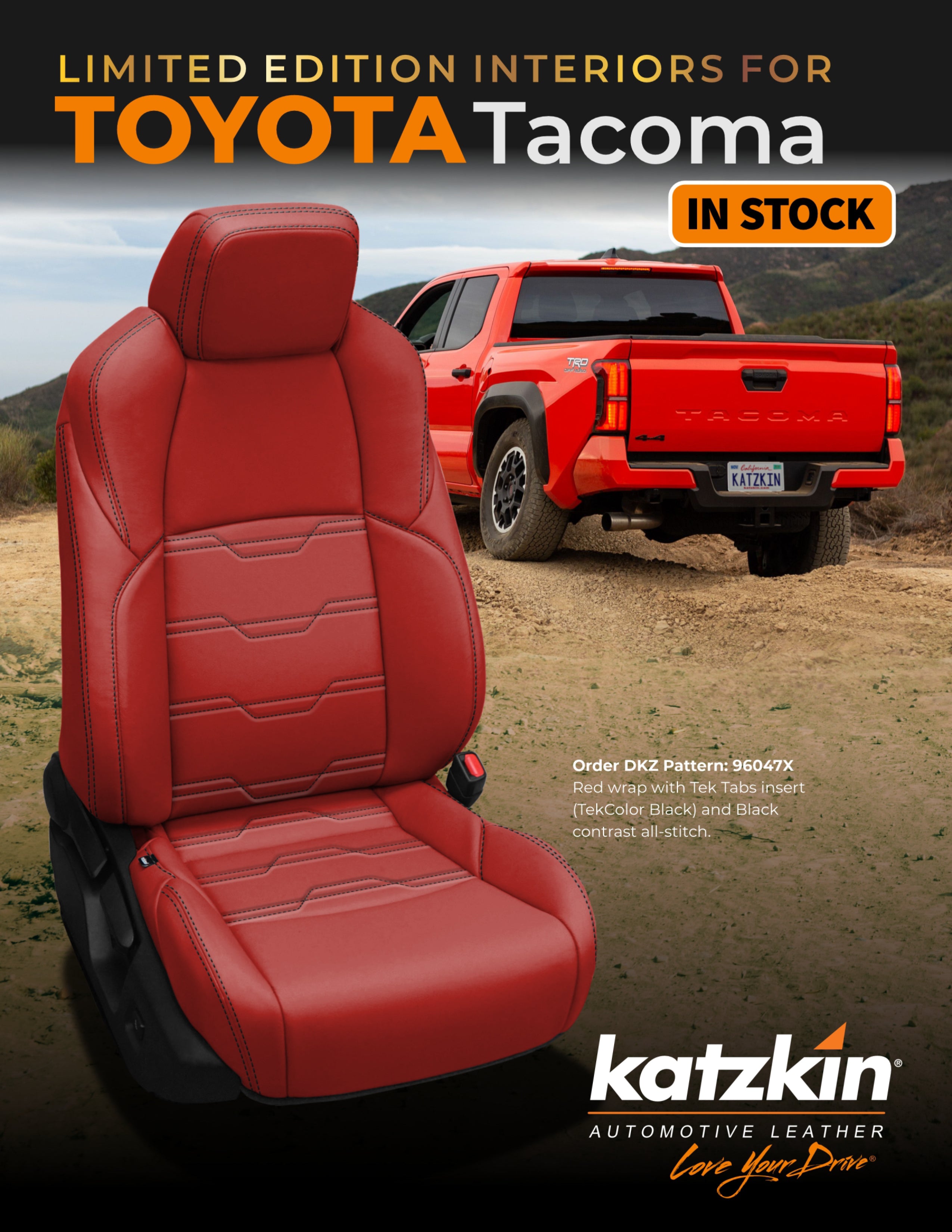 Leather Seat Covers for 2024 2026 Toyota Tacoma Double Cab Red Tekstitch  Leather Seat Pros
