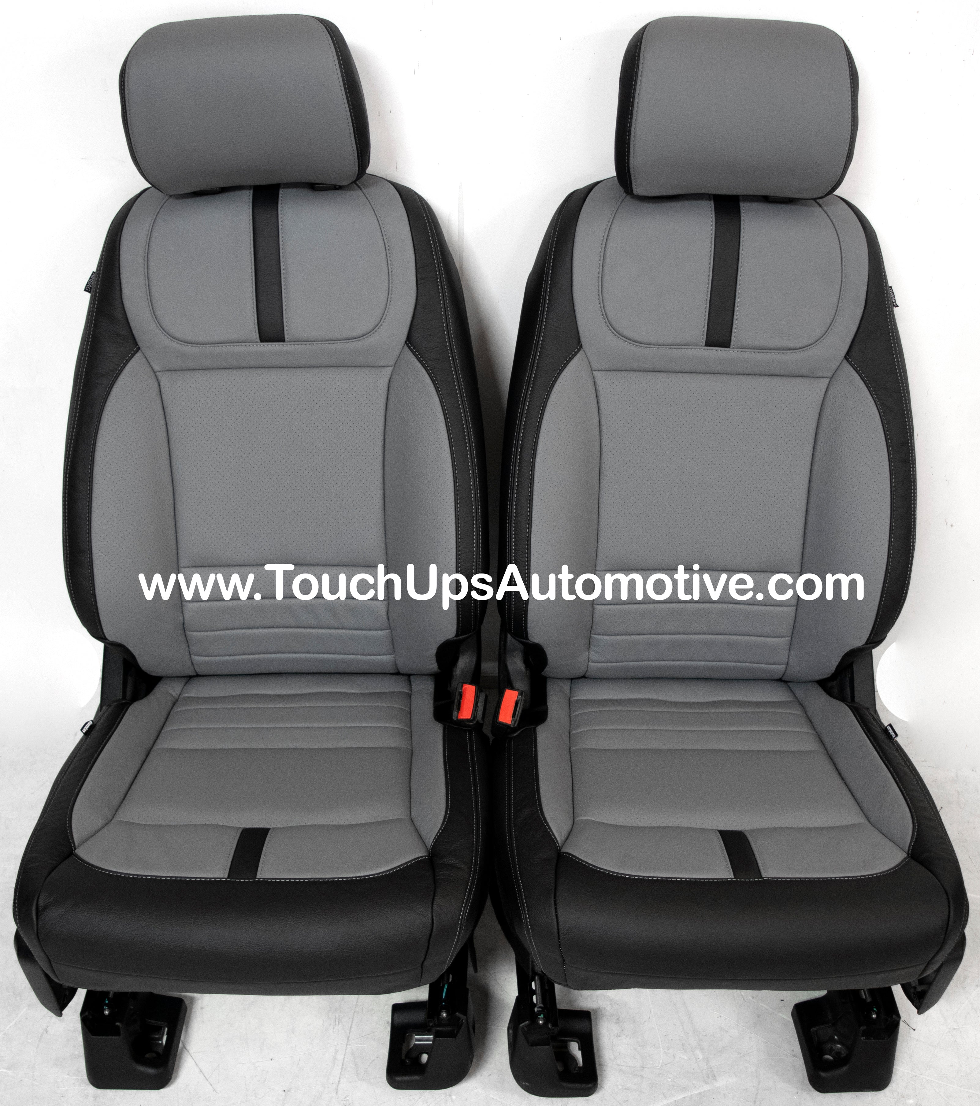 2021-2026 Ford F-150 XLT Super Crew Katzkin Leather Seat Covers Black Gray Platinum Design