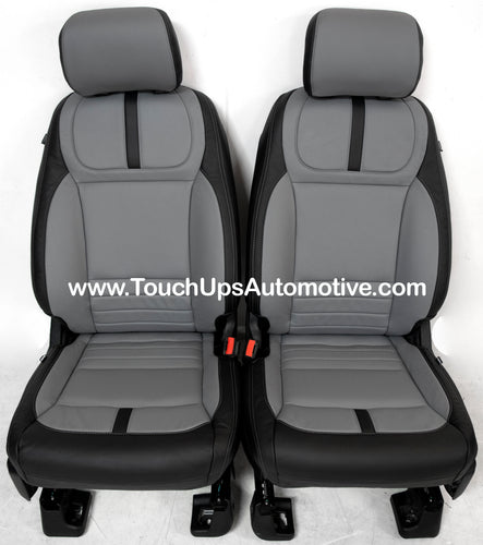 2021-2026 Ford F-150 XLT Super Crew Katzkin Leather Seat Covers Black Gray Platinum Design