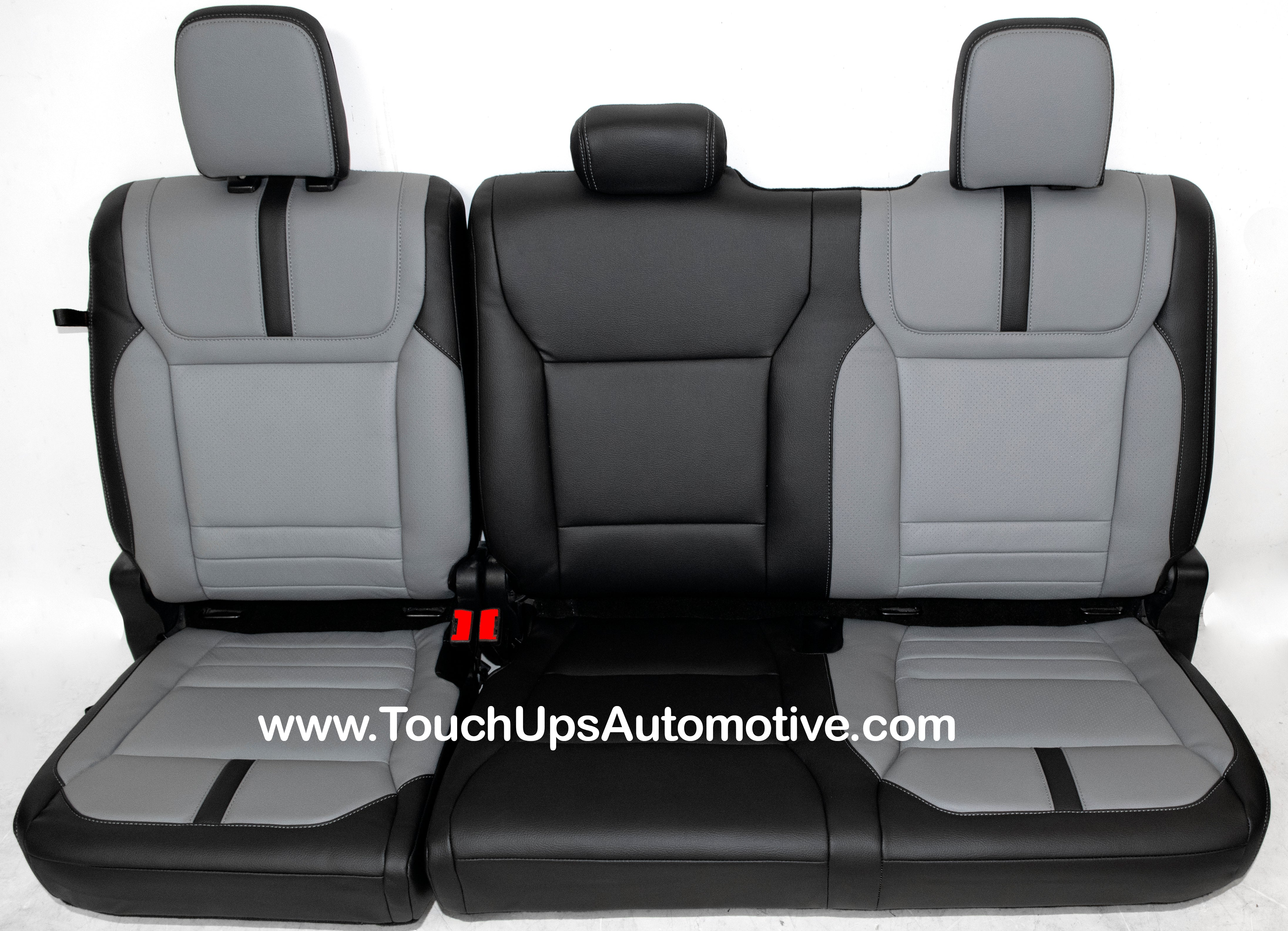 2021-2026 Ford F-150 XLT Super Crew Katzkin Leather Seat Covers Black Gray Platinum Design