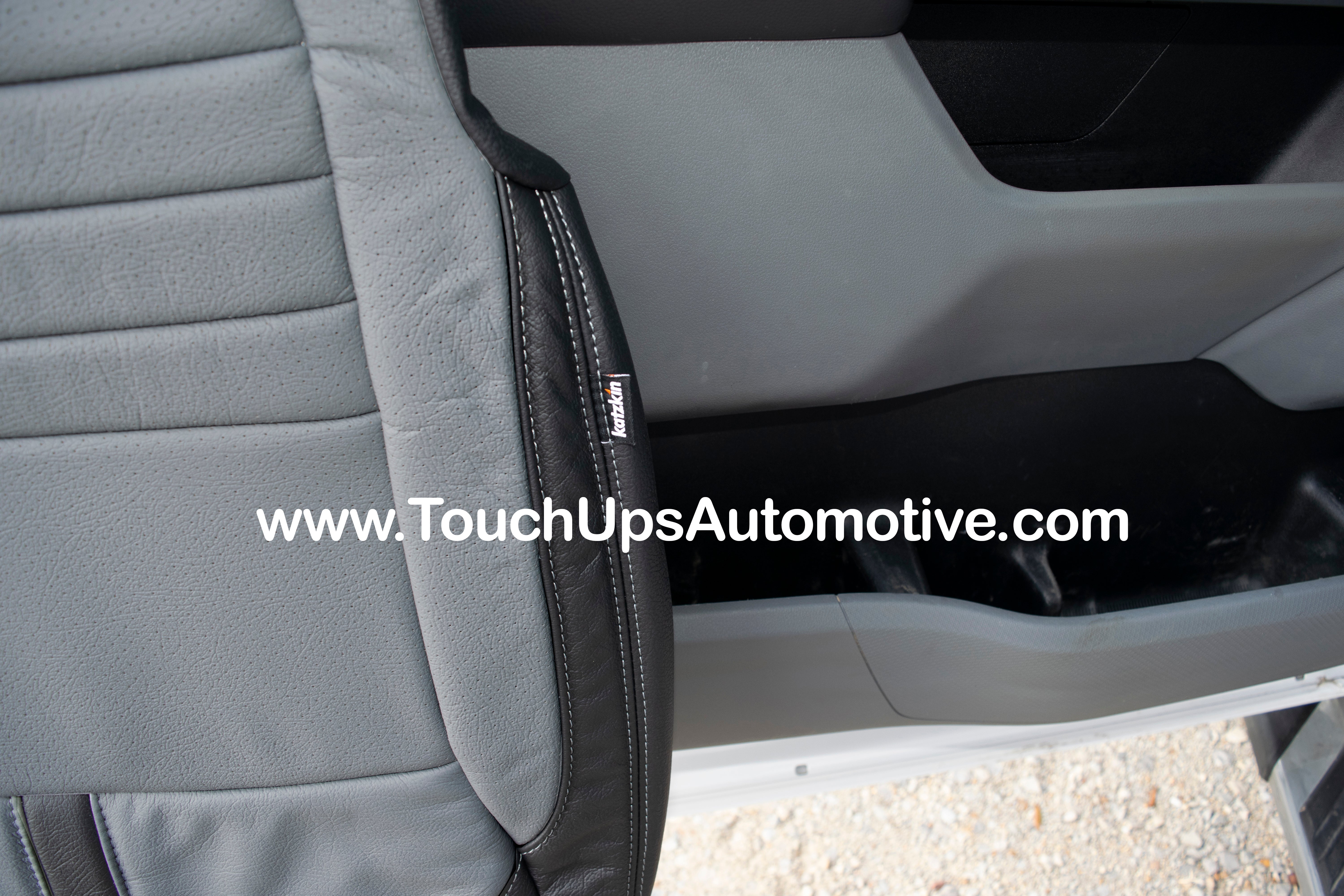 2021-2026 Ford F-150 XLT Super Crew Katzkin Leather Seat Covers Black Gray Platinum Design
