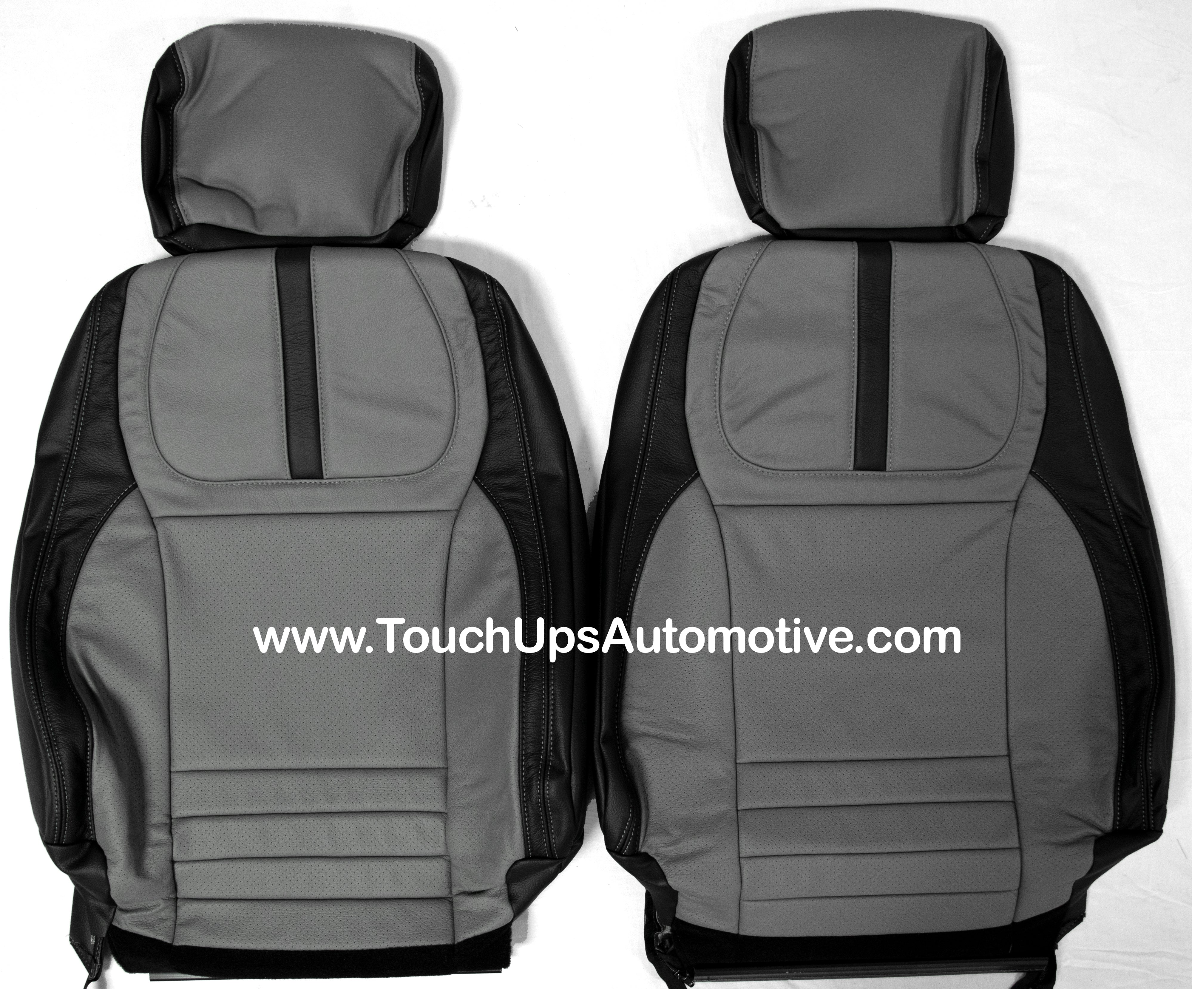 2021-2026 Ford F-150 XLT Super Crew Katzkin Leather Seat Covers Black Gray Platinum Design