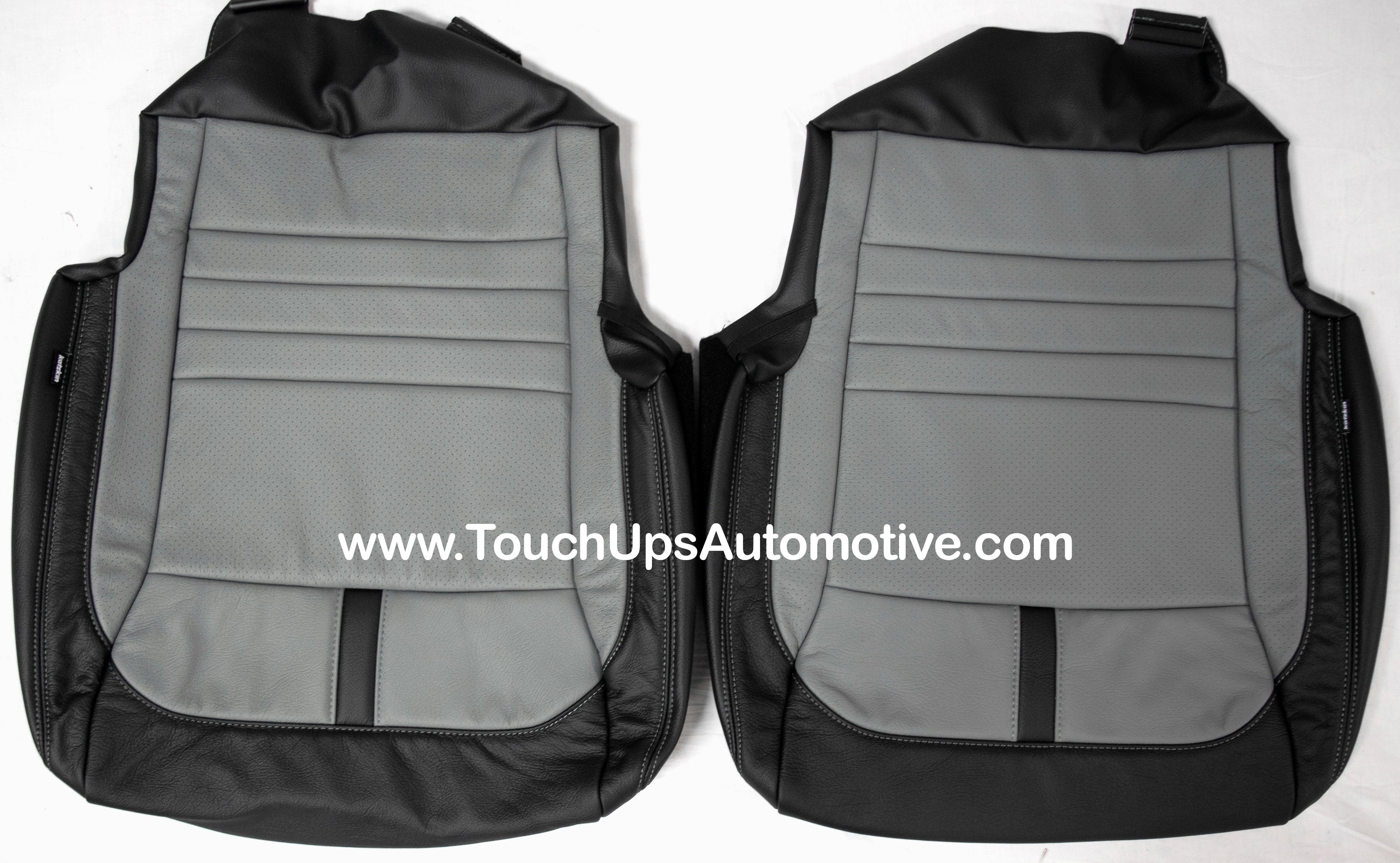 2021-2026 Ford F-150 XLT Super Crew Katzkin Leather Seat Covers Black Gray Platinum Design