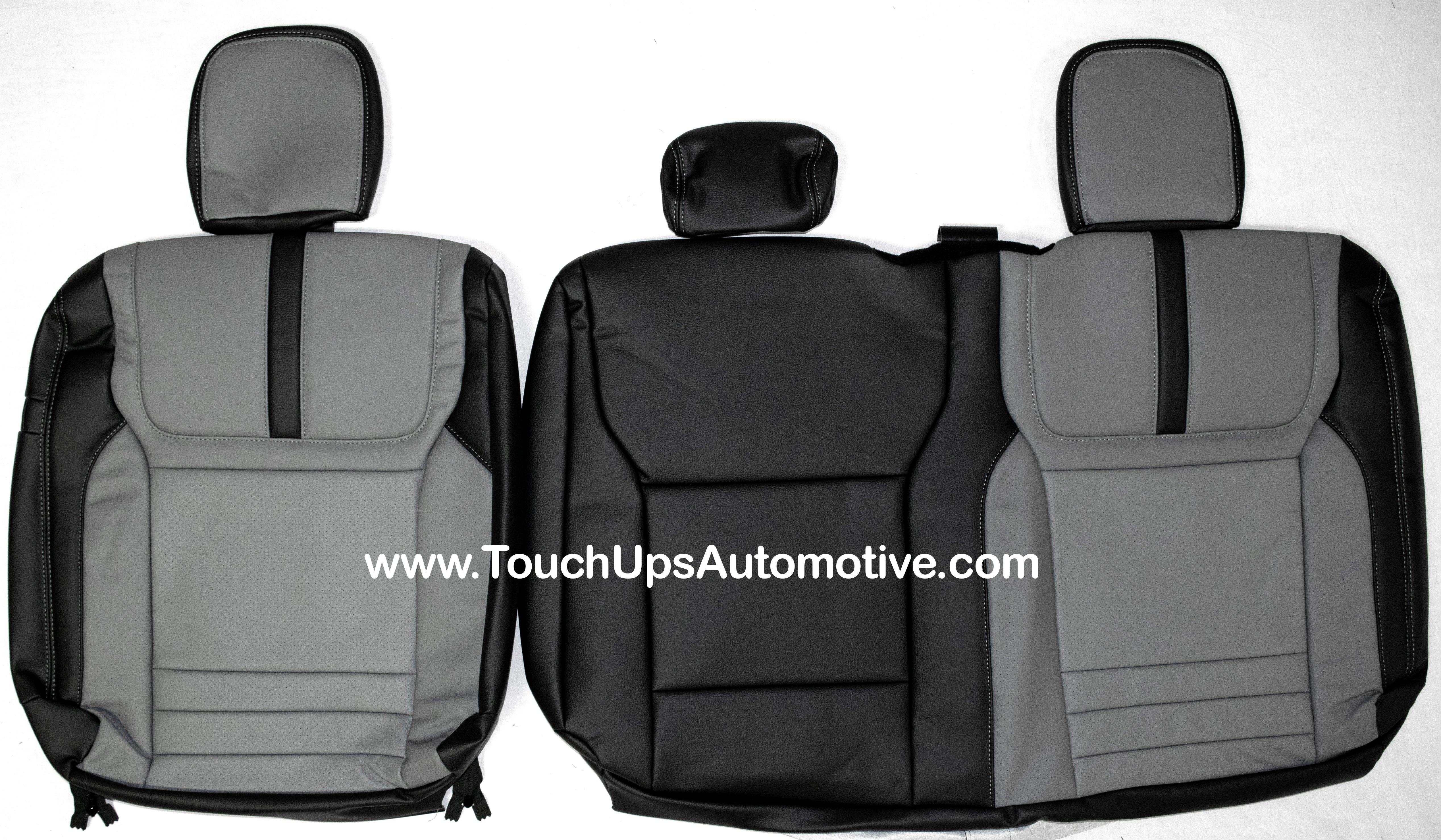 2021-2026 Ford F-150 XLT Super Crew Katzkin Leather Seat Covers Black Gray Platinum Design