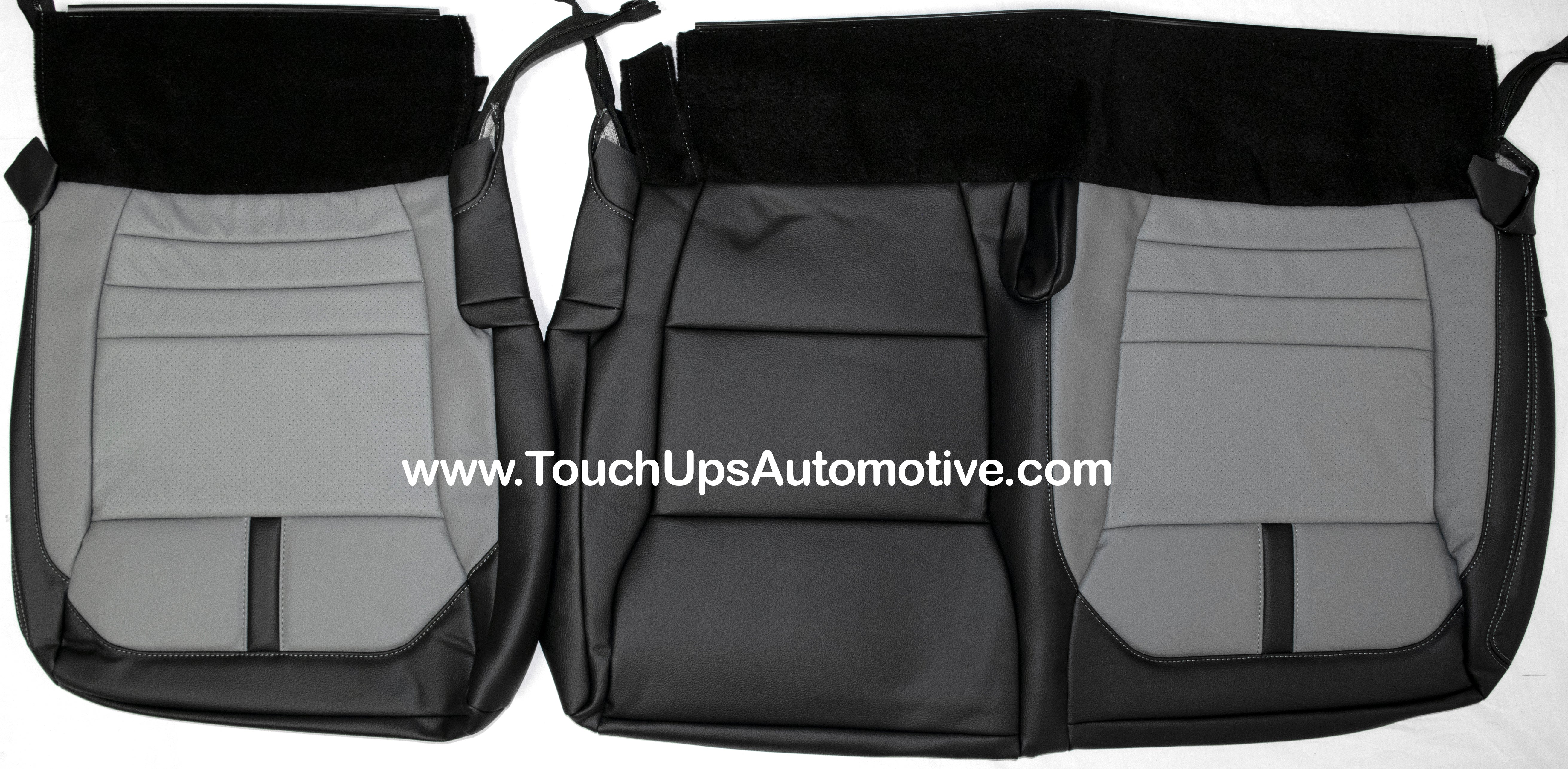 2021-2026 Ford F-150 XLT Super Crew Katzkin Leather Seat Covers Black Gray Platinum Design