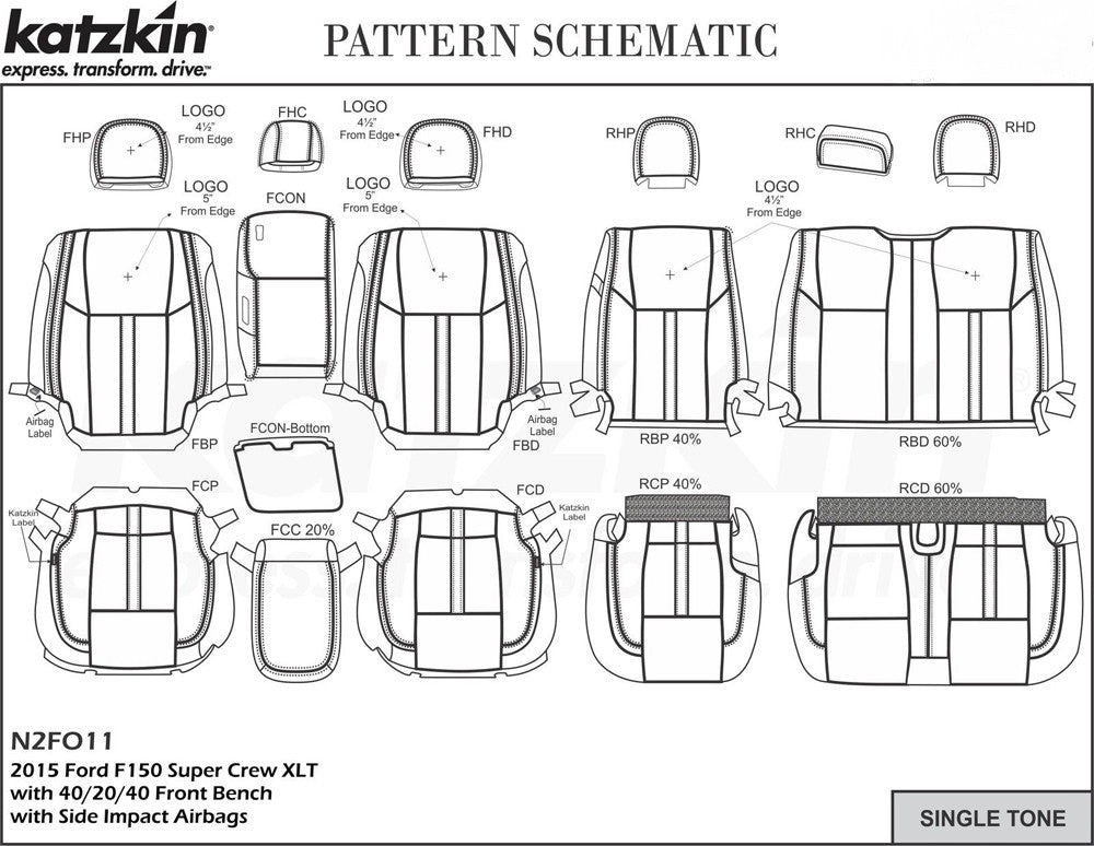 2015 2016 2017 Ford F-150 Katzkin Schematic