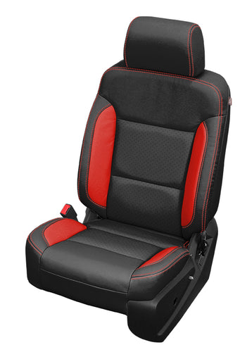 2014-2018 Chevrolet Crew Cab LT Katzkin Black Salsa Red Silverado Leather Seat Covers
