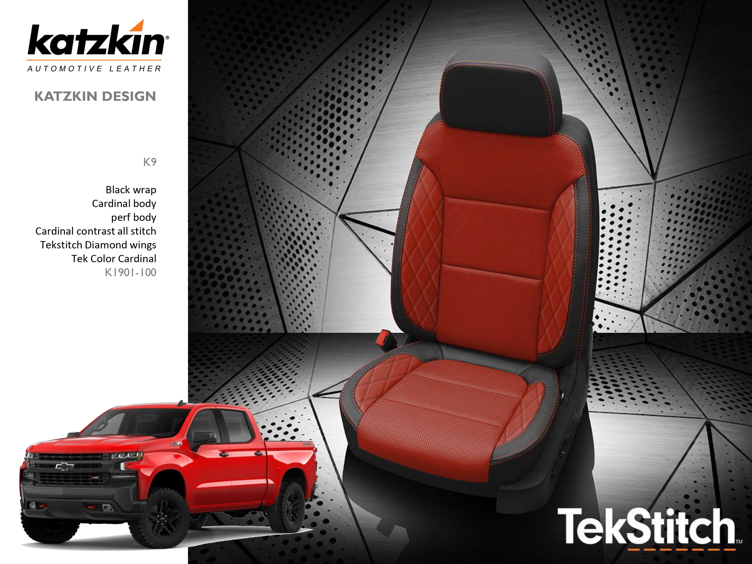 2019-2022 Chevrolet Silverado Katzkin Black Cardinal Crew Double F1901-100