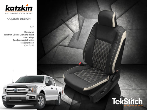 2017-2021 Ford F-250 Katzkin Black Diamond White SuperCrew SuperCab K2017-100