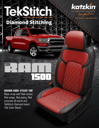 2019-22 Dodge Ram Crew Cab Big Horn Lone Star Katzkin Black Leather Seat Covers