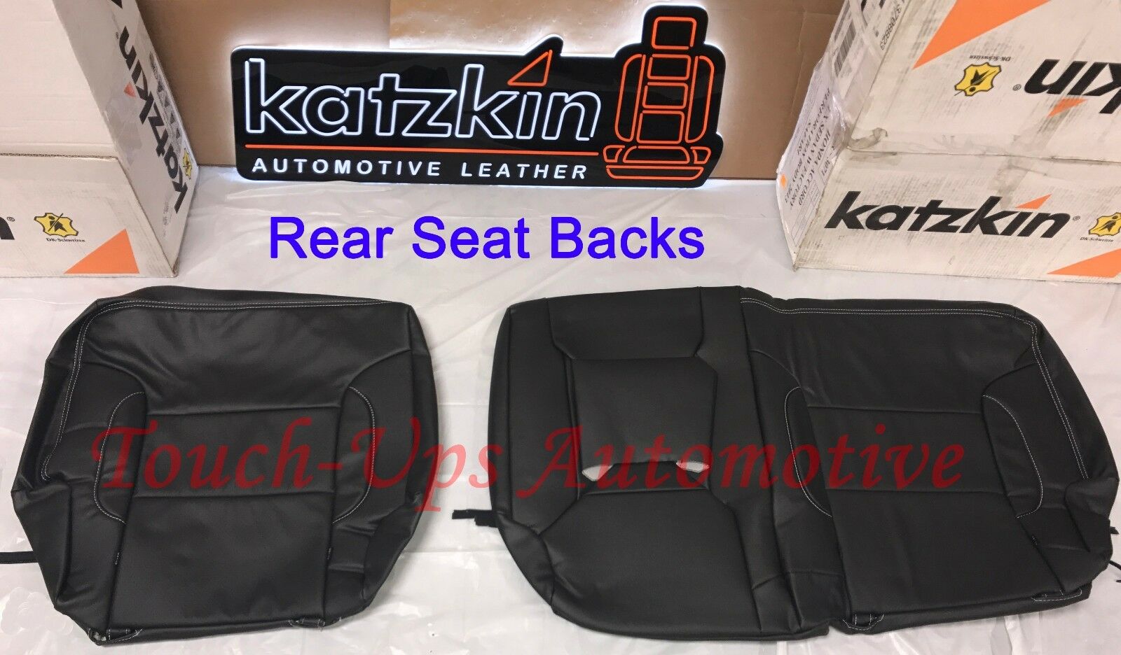2014-2018 GMC Sierra Crew Cab SLE KATZKIN Black Leather Seat Covers Replacement