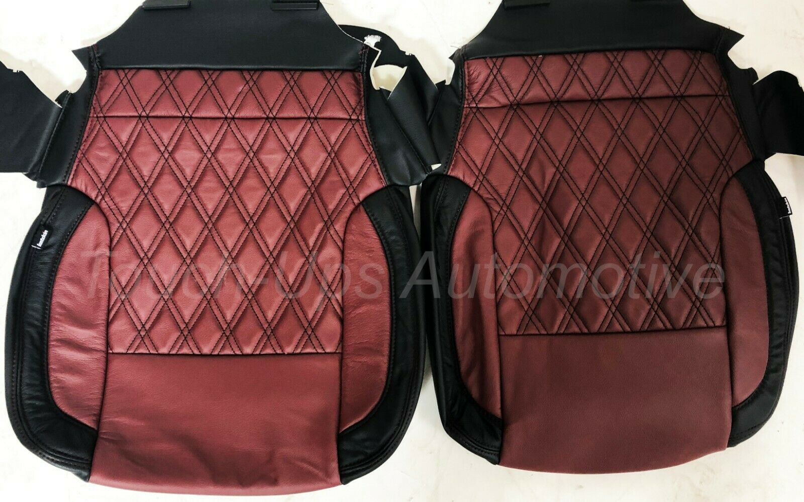 2014-2018 Chevrolet Silverado LT Tekstitch Leather Seat Covers Black Red Diamond