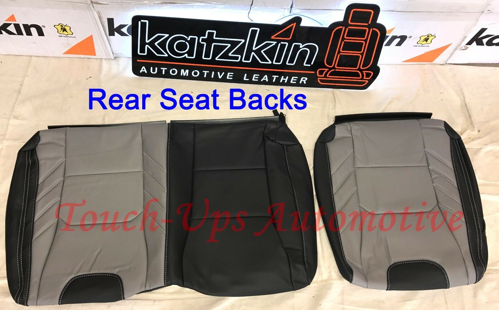 2017-2018 Ford F-250 XLT SuperCrew KATZKIN Leather Seat Covers Black Gray Lim