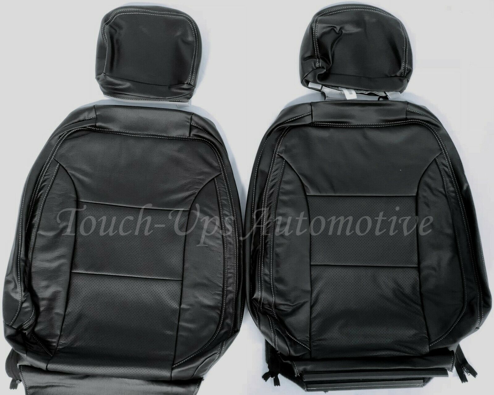 2019-2022 Silverado Double or Crew Cab Katzkin Leather Seat Covers Black Gray stitching