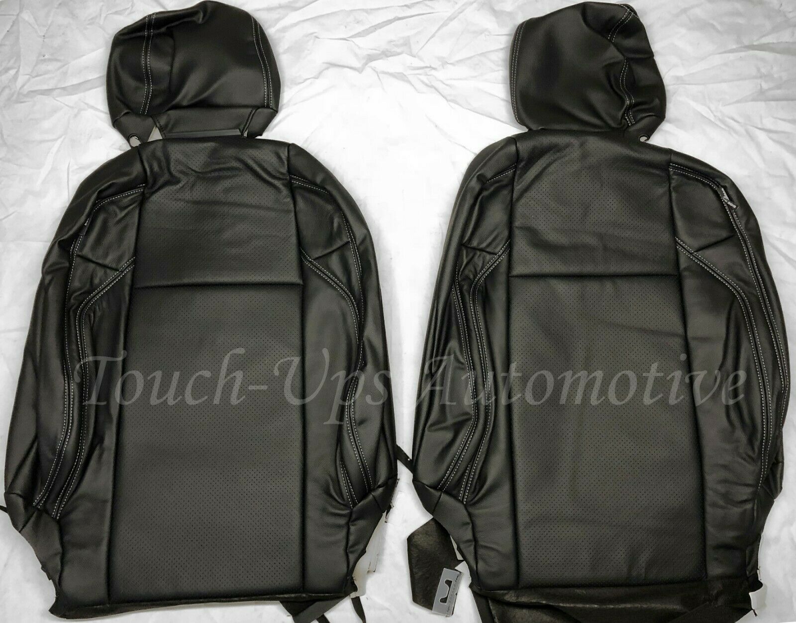 2016-2020 Tacoma Double Cab ALEA Black Silver Leather Seat Covers Kit Perforated