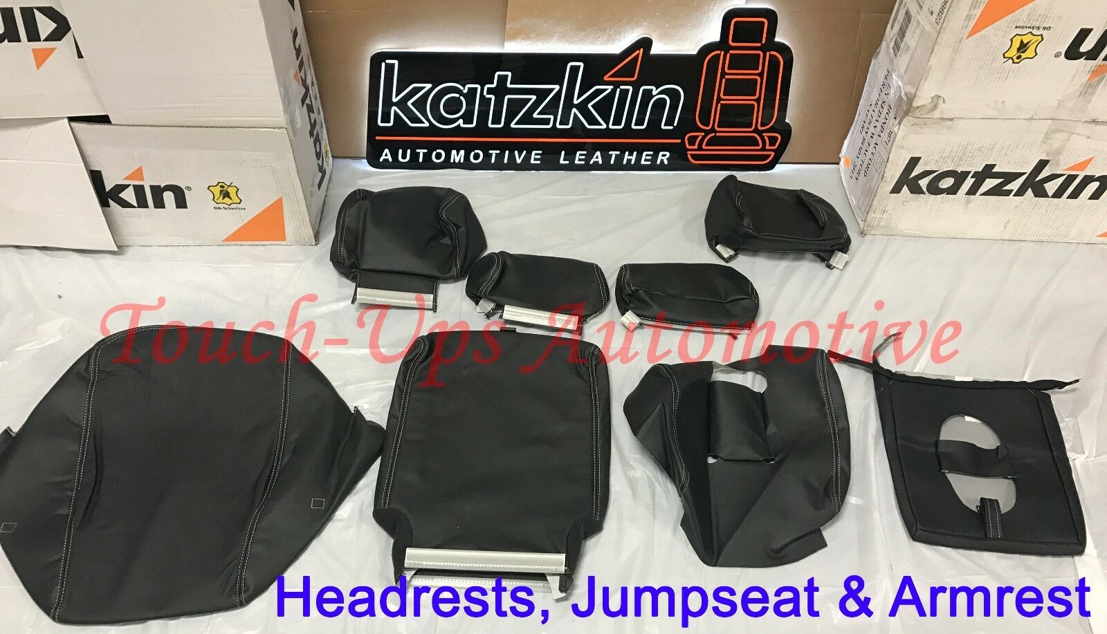 2014-2018 GMC Sierra Crew Cab SLE KATZKIN Black Leather Seat Covers Replacement