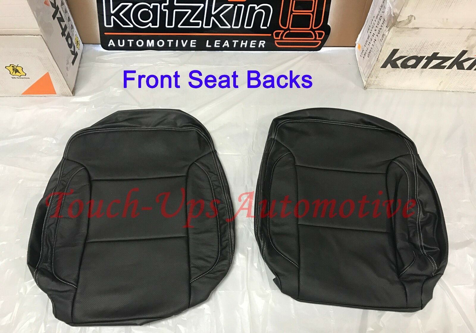 2014-2018 GMC Sierra Crew Cab SLE KATZKIN Black Leather Seat Covers Replacement