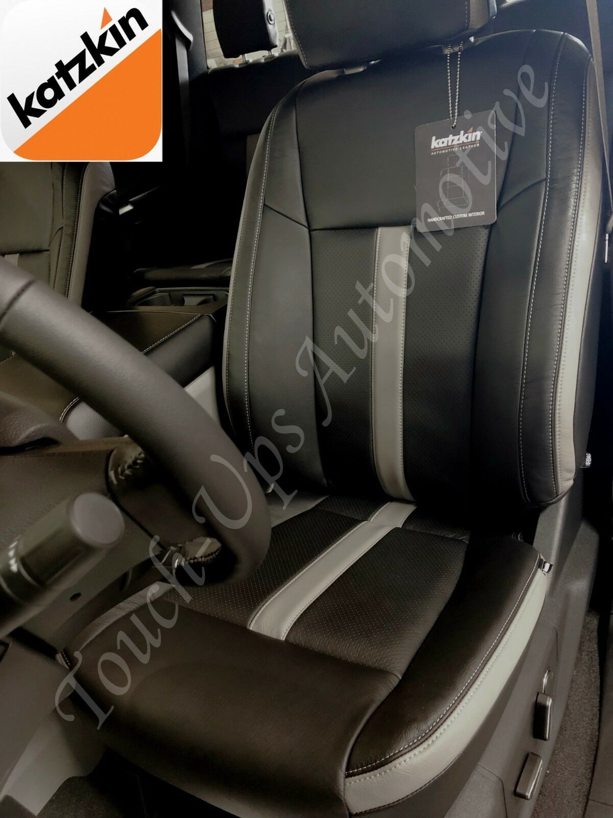 2017 2018 Ford F-250 XLT Super Crew Katzkin Leather SEMA Black Gray F250 Buckets