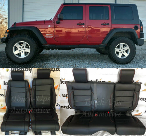 2008 2009 2010 Jeep Wrangler Katzkin Leather Seat Covers Kit Black Salsa 4 Door
