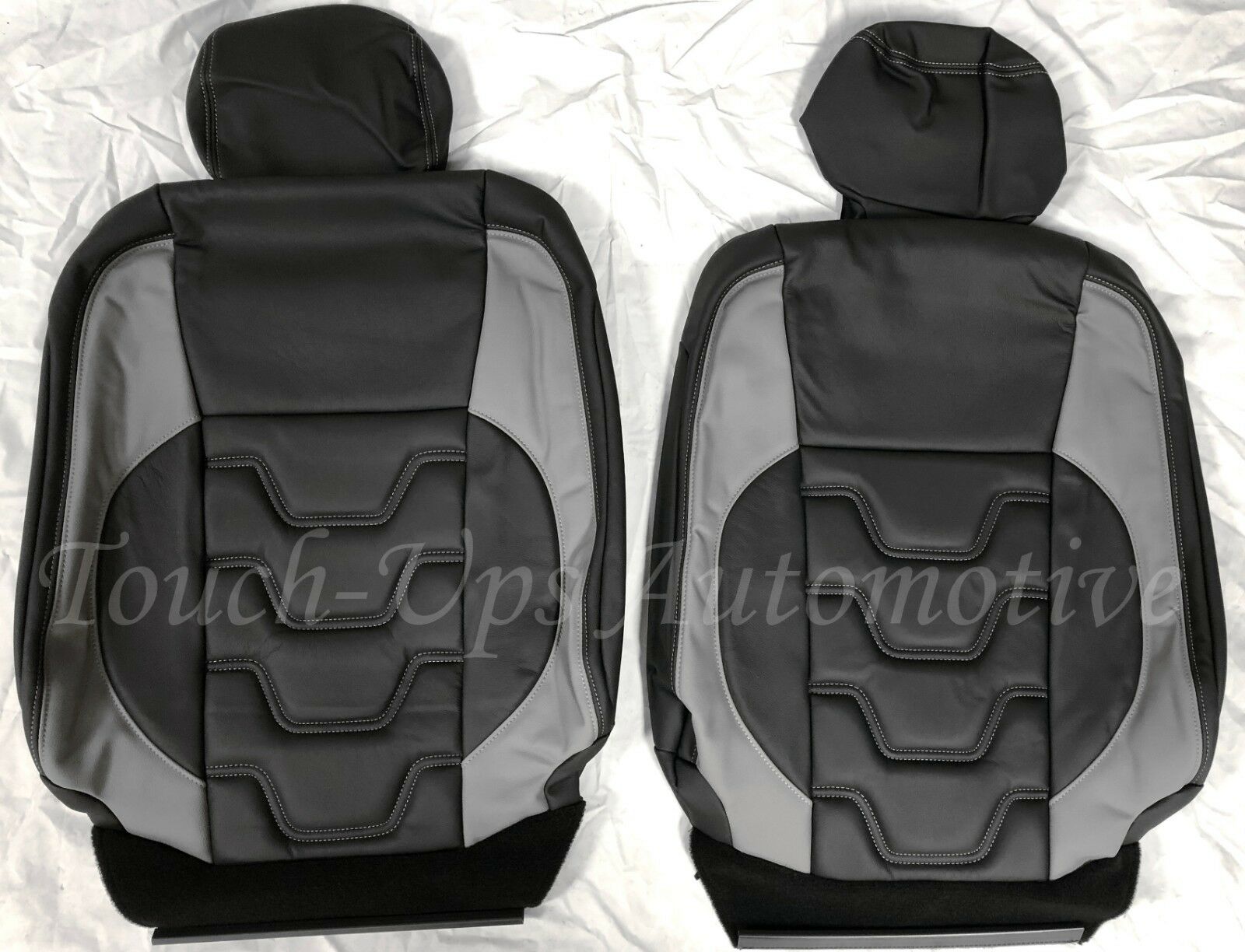 2017-2020 Ford F-250 XLT SuperCrew ALEA Black Gray Leather Seat Covers Custom