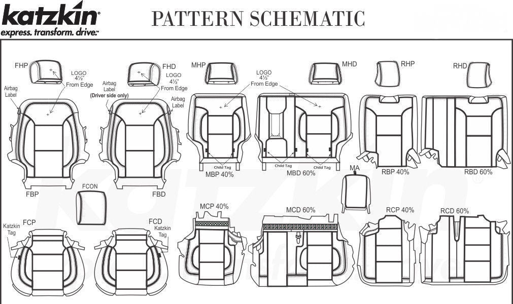 2015-2020 GMC Yukon KATZKIN Black Perforated Leather Seat Covers 3 Three Row Kit
