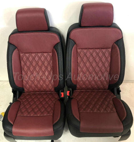 2014-2018 Chevrolet Silverado LT Tekstitch Leather Seat Covers Black Red Diamond
