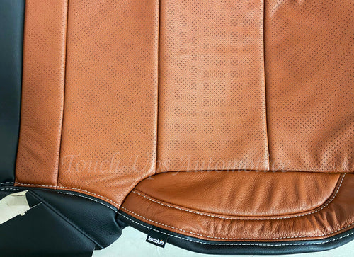 2014-2018 Silverado Double or Crew Cab Leather Seat Covers Kit Mahogany Silver