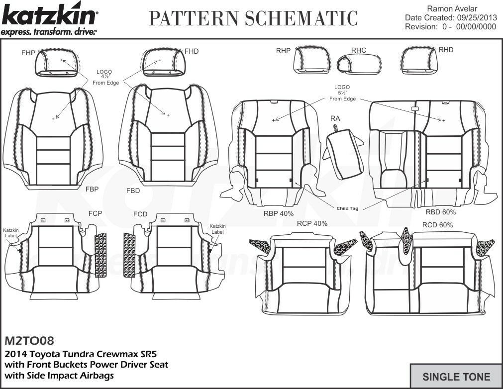 KATZKIN Black Leather Seat Covers for 2014-2020 Toyota Tundra CrewMax SR5 TRD