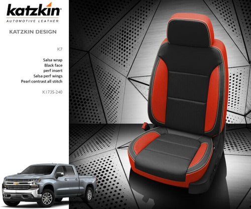 2019-2022 Chevrolet Silverado Crew Cab LT KATZKIN Leather Seat Covers Kit Salsa