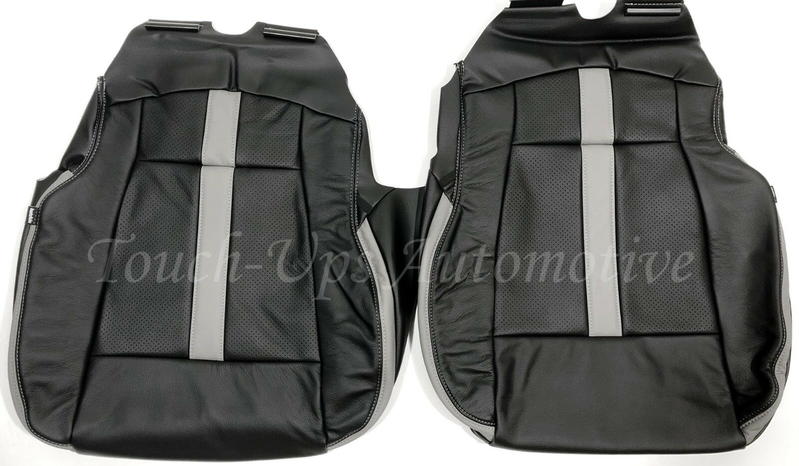 2015-2018 Ford F-150 XLT SuperCrew Katzkin Leather Seat Covers Black Gray SEMA