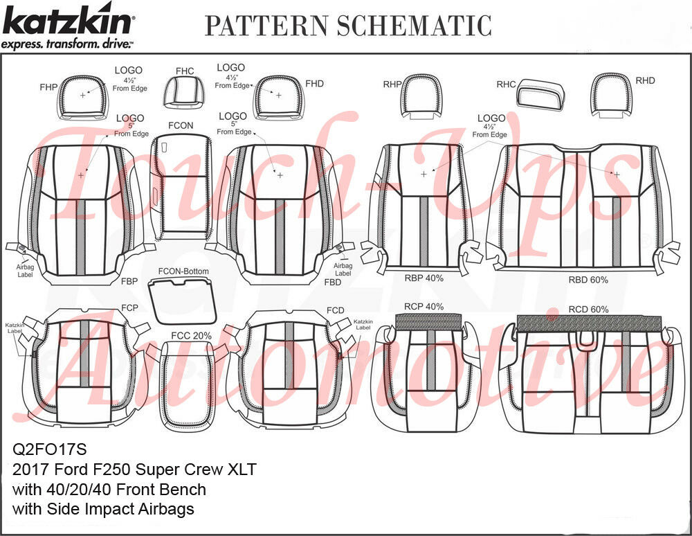 2017 2018 Ford F-250 XLT Super Crew KATZKIN Leather Seat Covers Black SEMA Jump