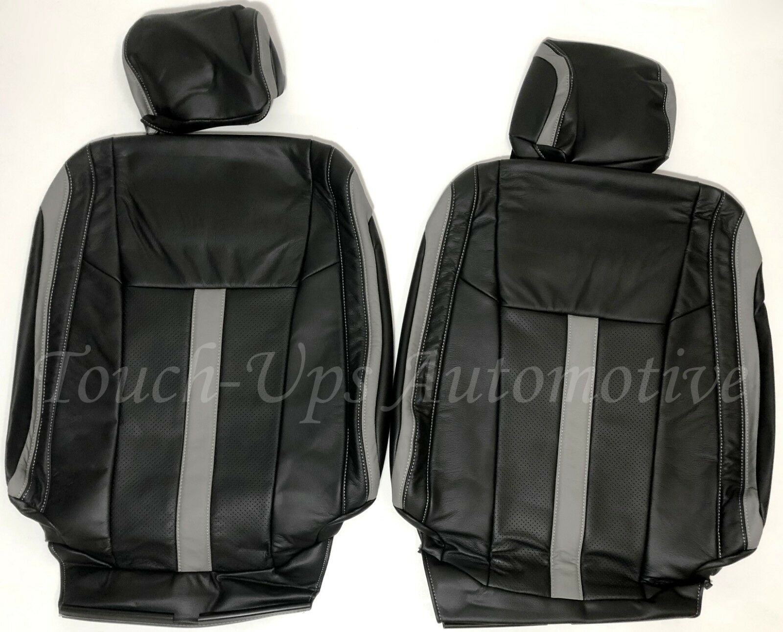 2015-2018 Ford F-150 XLT SuperCrew Katzkin Leather Seat Covers Black Gray SEMA