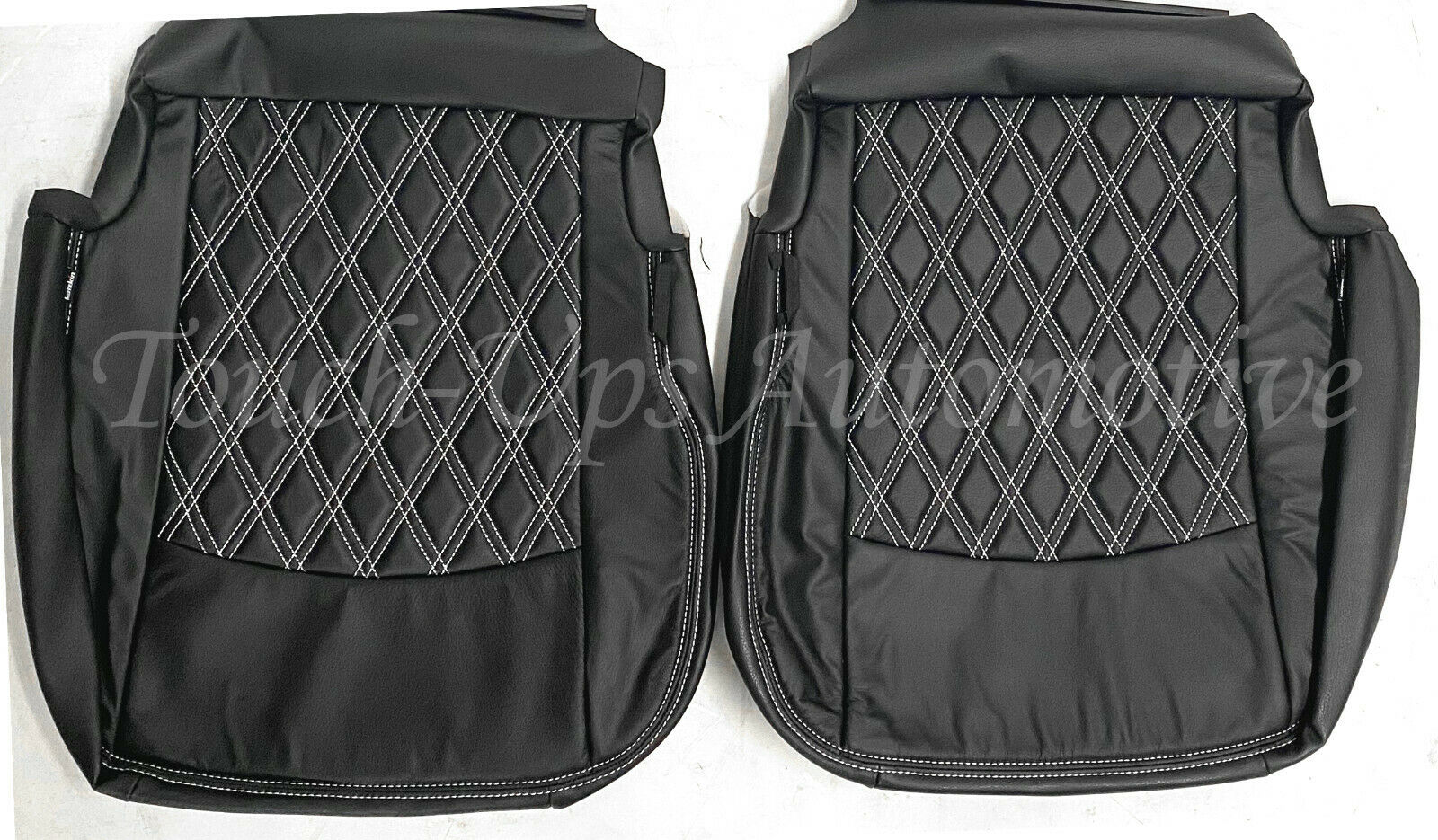 2013-2018 Dodge Ram Crew Cab Katzkin Black Diamond Tekstitch Leather Seat Cover Kit Jump 2pc