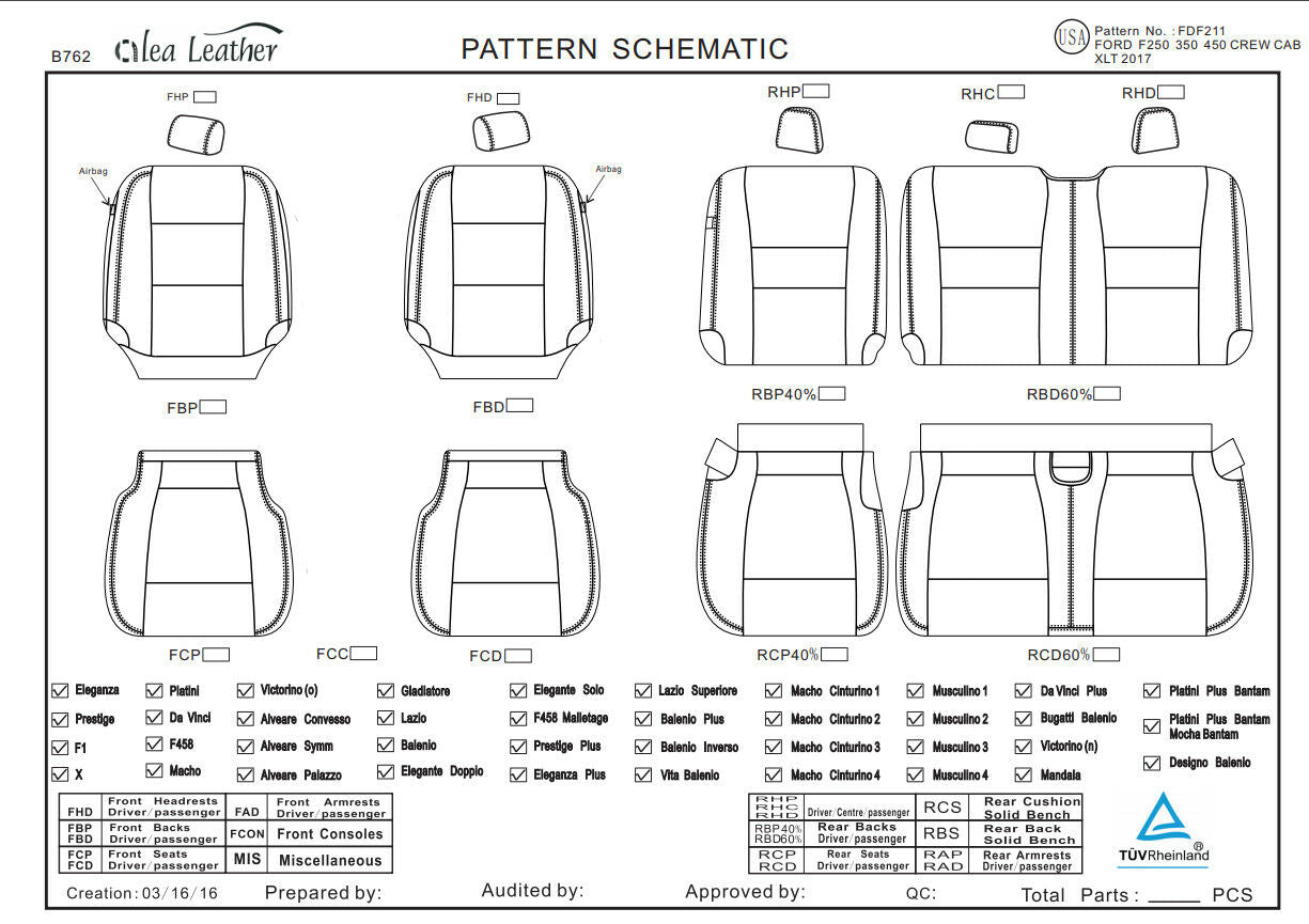 2017-2020 Ford F-250 XLT SuperCrew ALEA Black Gray Leather Seat Covers Custom