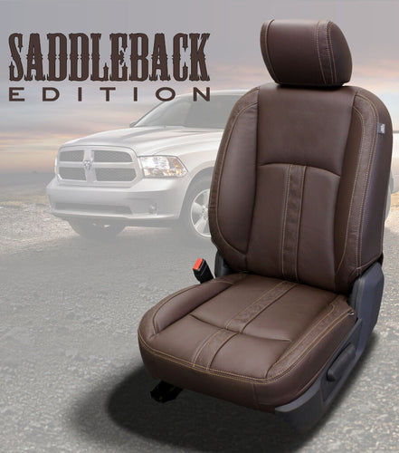 2013-2018 Dodge Ram Crew Cab Katzkin Saddleback Canyon Brown Leather seat Covers