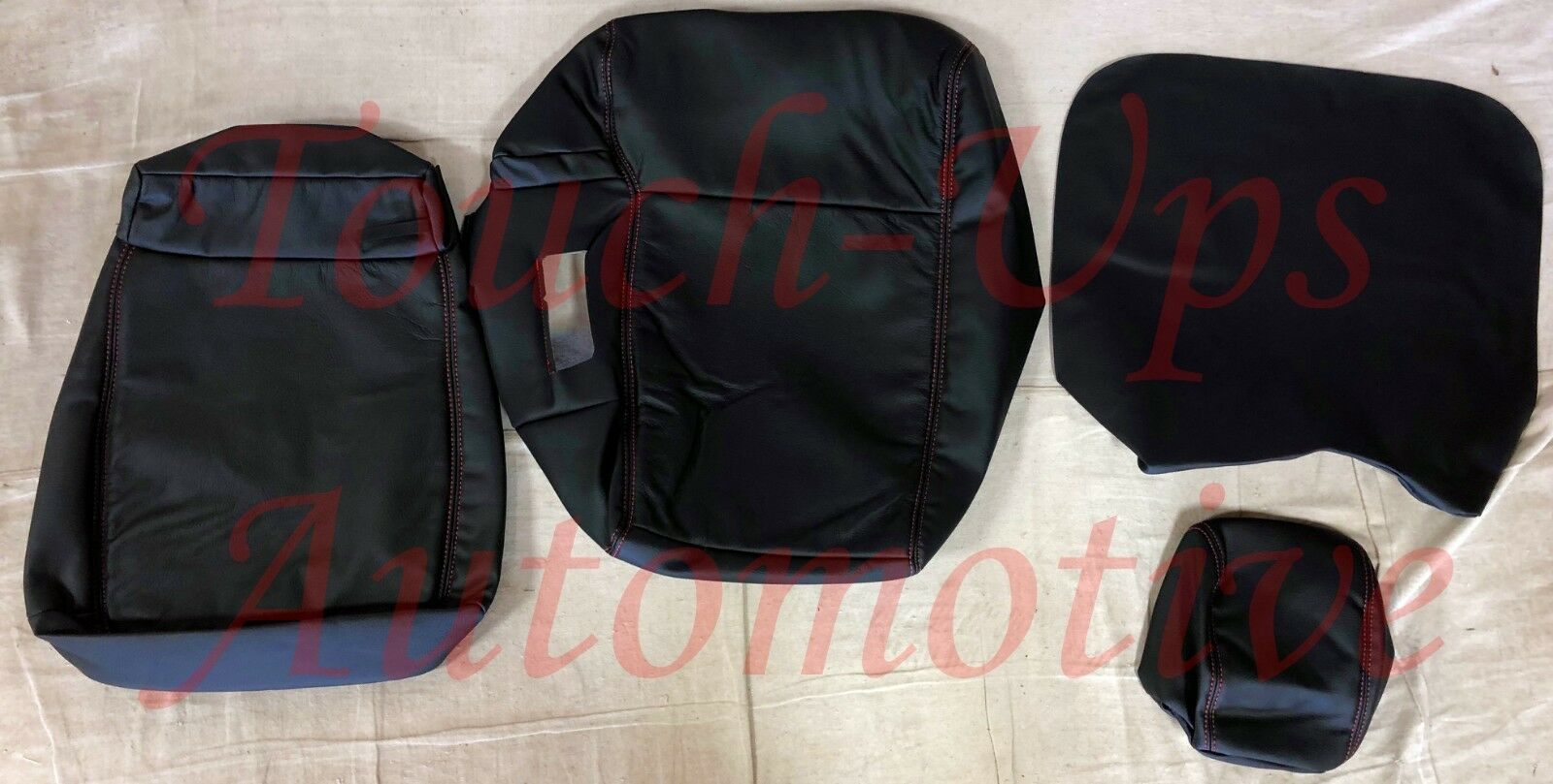 2015-2020 Ford F-150 XLT SuperCrew KATZKIN Black Red Leather Seat Covers Kit