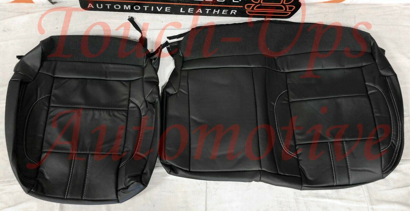 Leather Seat Covers 2014-2018 Chevrolet Silverado Crew Cab Black Silver *Design*