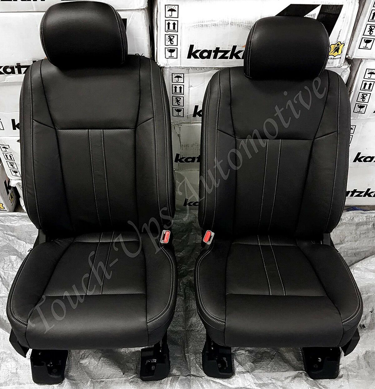 2015 2016 2017 2018 F-150 XLT SuperCrew Katzkin Black Leather Seat Covers Kit