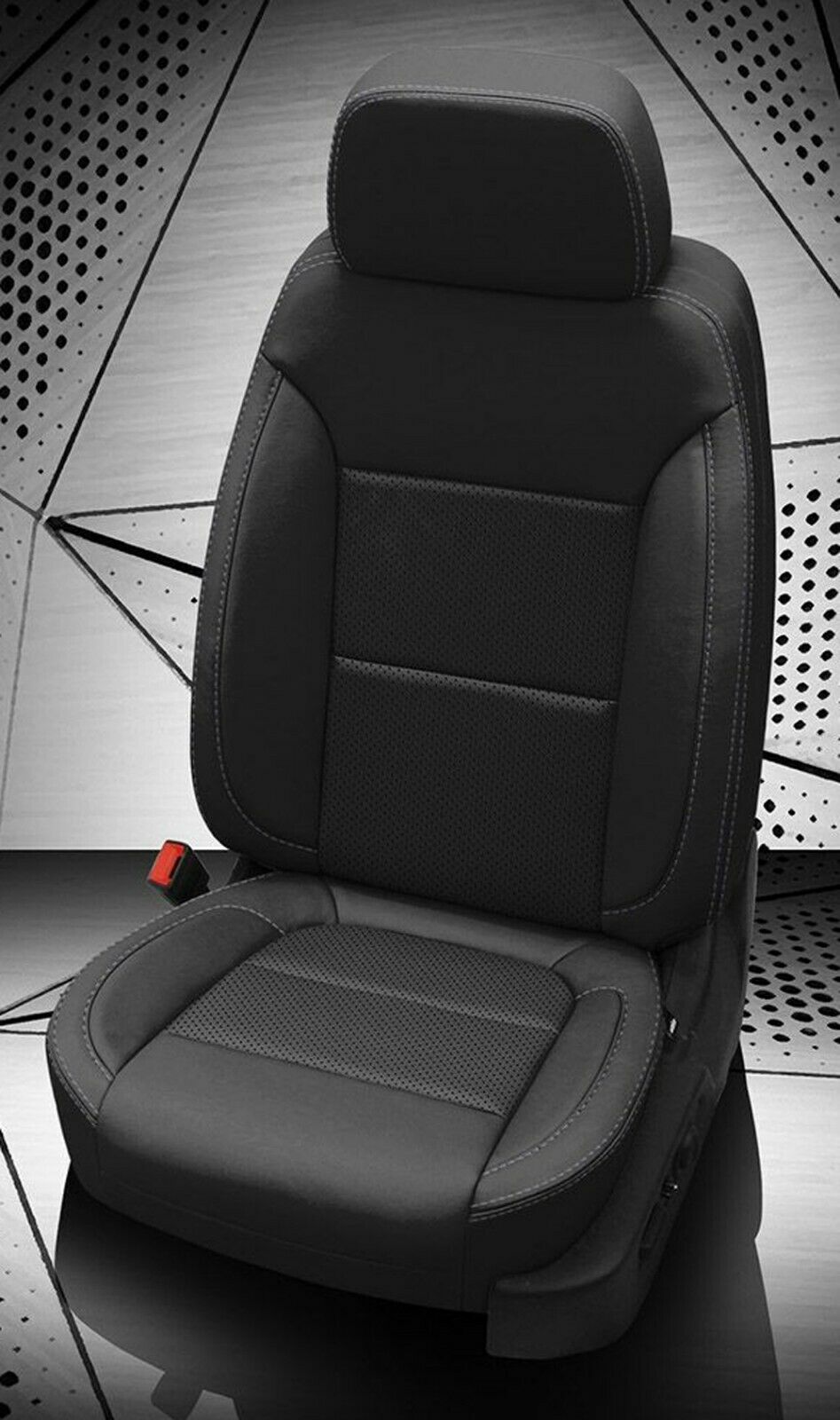 2019-20 Silverado Double Cab WT Custom KATZKIN Leather Seat Covers Kit Black