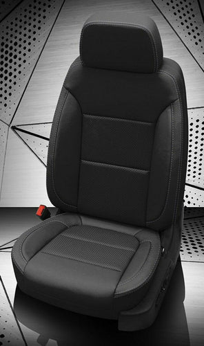 2019-20 Silverado Double Cab WT Custom KATZKIN Leather Seat Covers Kit Black