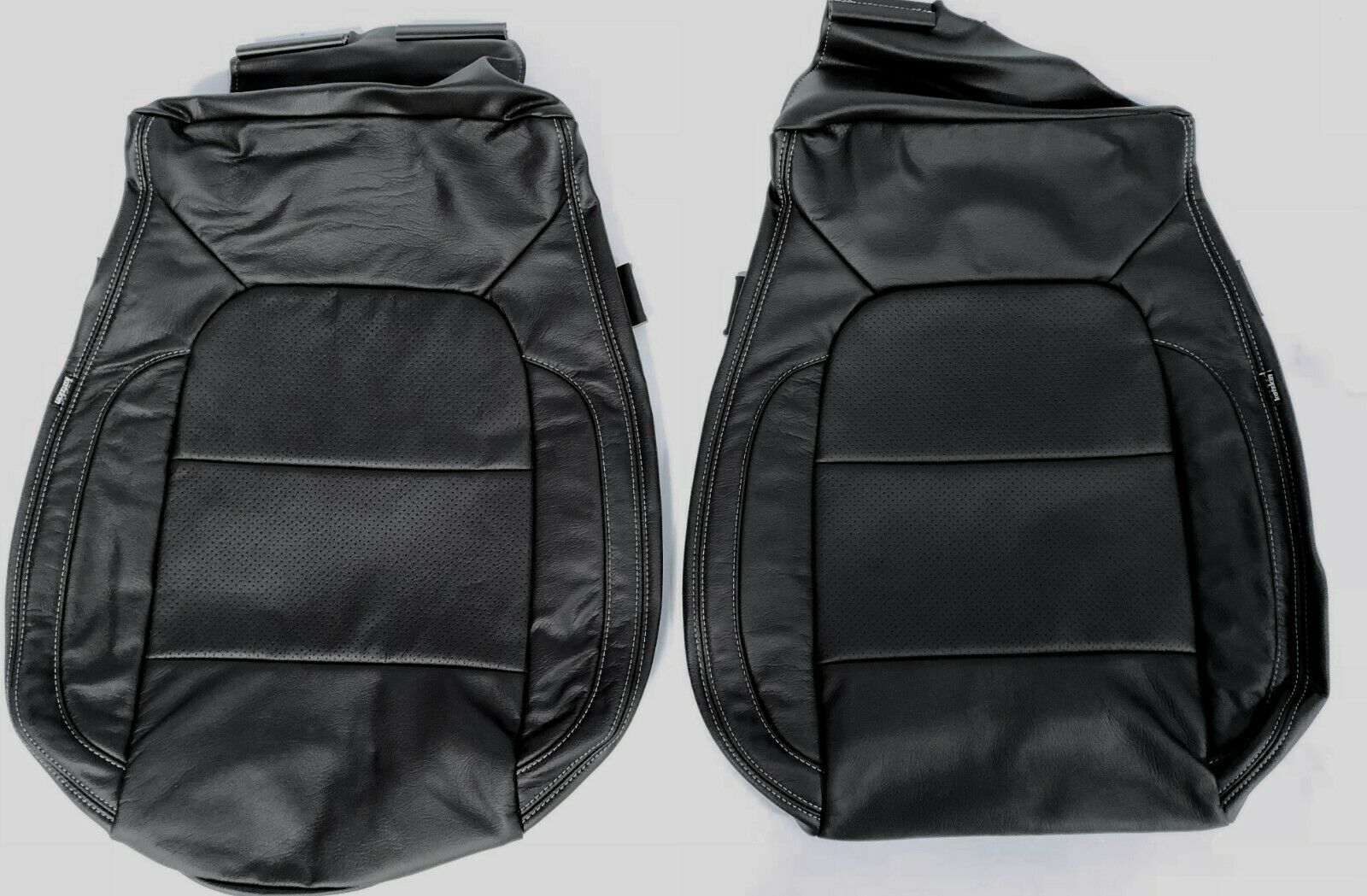 2019-2022 Silverado Double or Crew Cab Katzkin Leather Seat Covers Black Gray stitching