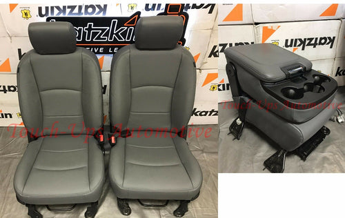 2013-2018 Dodge Ram Crew Cab KATZKIN Diesel Gray Leather Seat Cover Kit Jump 2pc