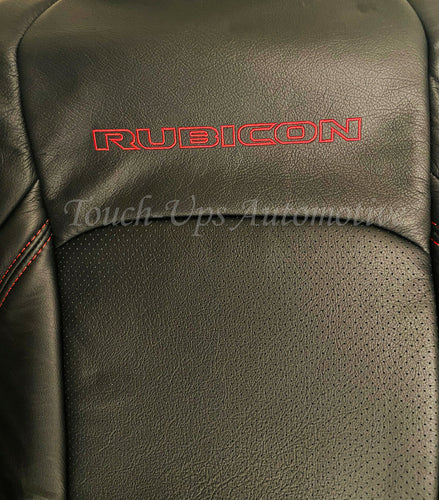 2018-20 Jeep Wrangler Rubicon JL KATZKIN Leather Seat Covers Blk Red Logos Perf