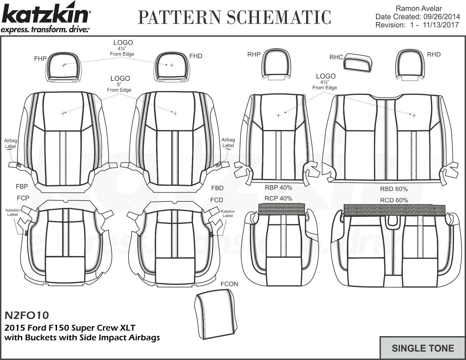 2015-2018 Ford F-150 XLT SuperCrew KATZKIN Leather Seat Covers Black Sport Red