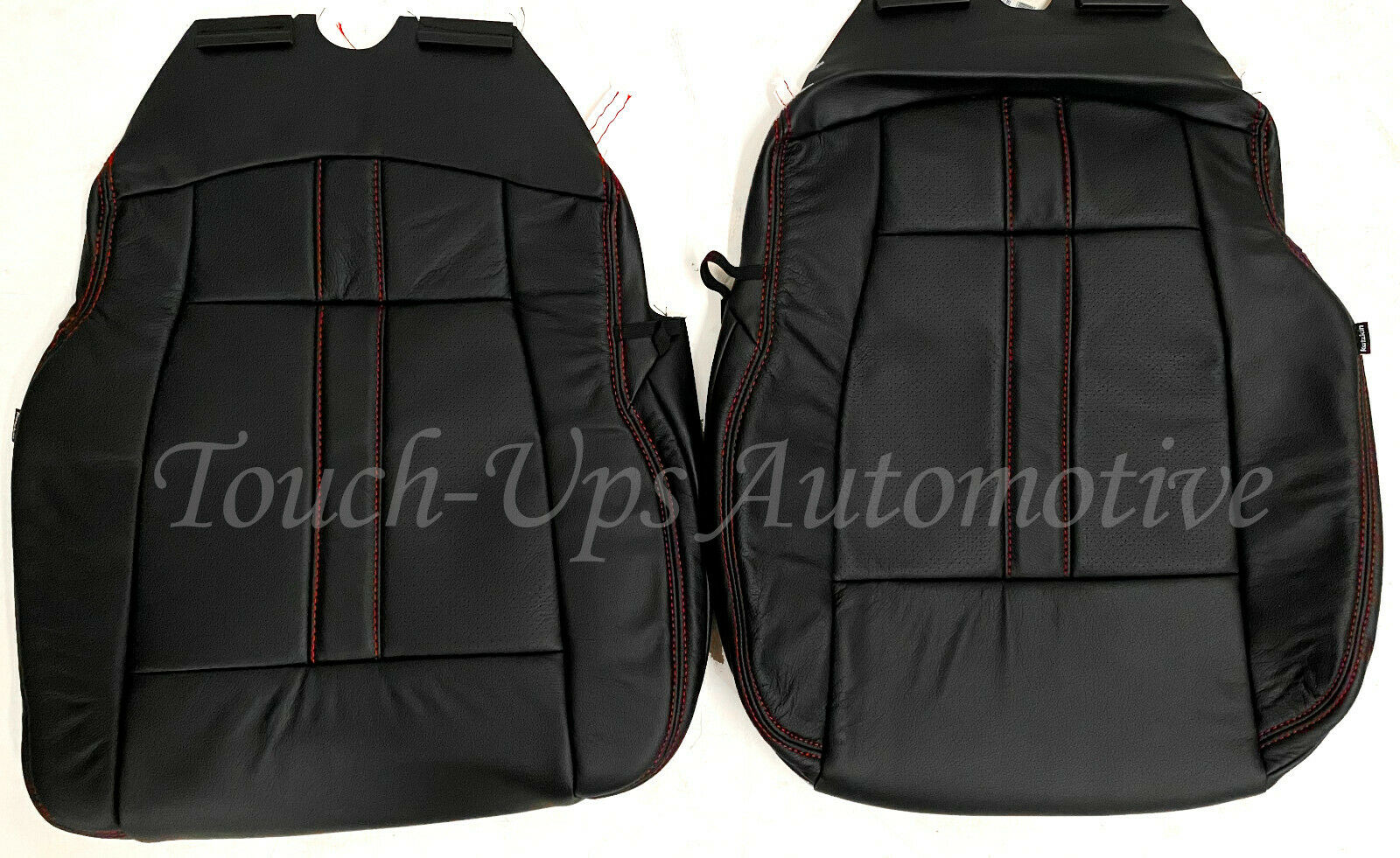 2015-2020 Ford F-150 XLT SuperCrew KATZKIN Black Red Leather Seat Covers Perfed