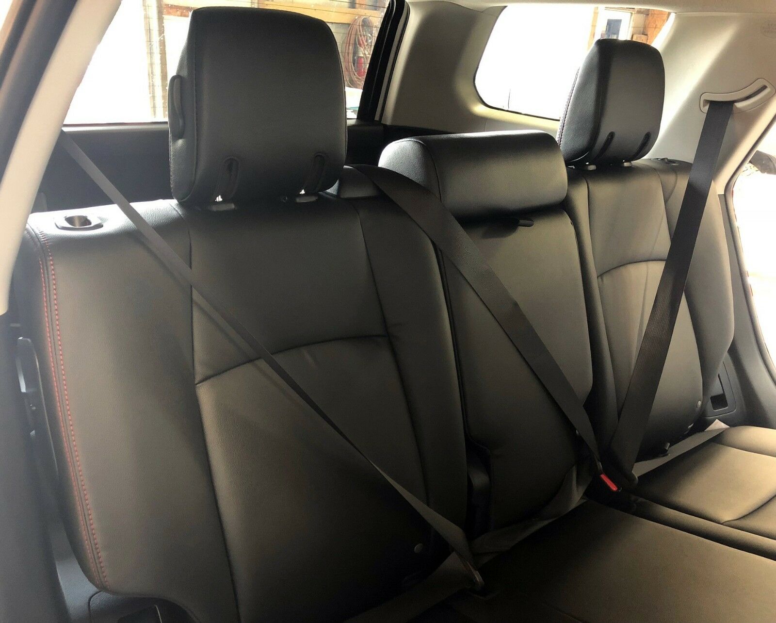 Fits 2011-2020 Toyota 4Runner ALEA Black Red Leather Seat Covers Kit TRD Logos